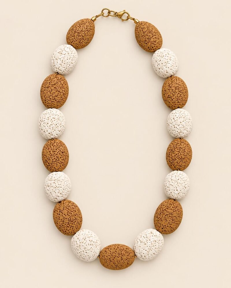 Collar CALIA de piedra natural blanco y ocre
