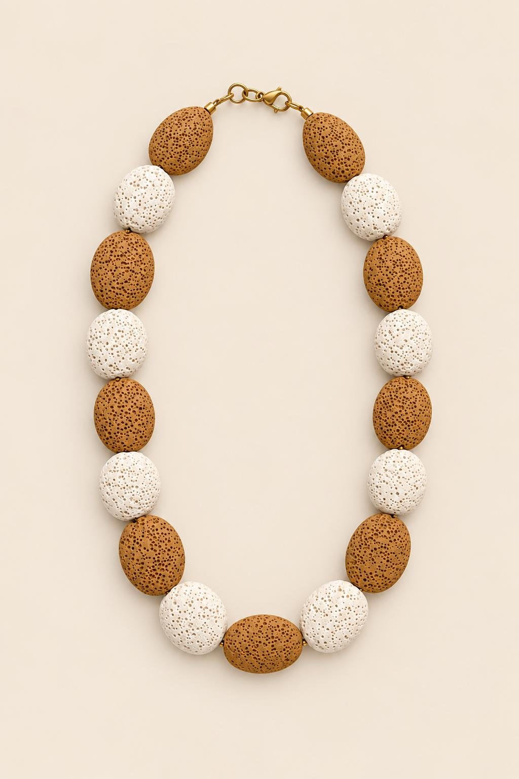 Collar CALIA de piedra natural blanco y ocre