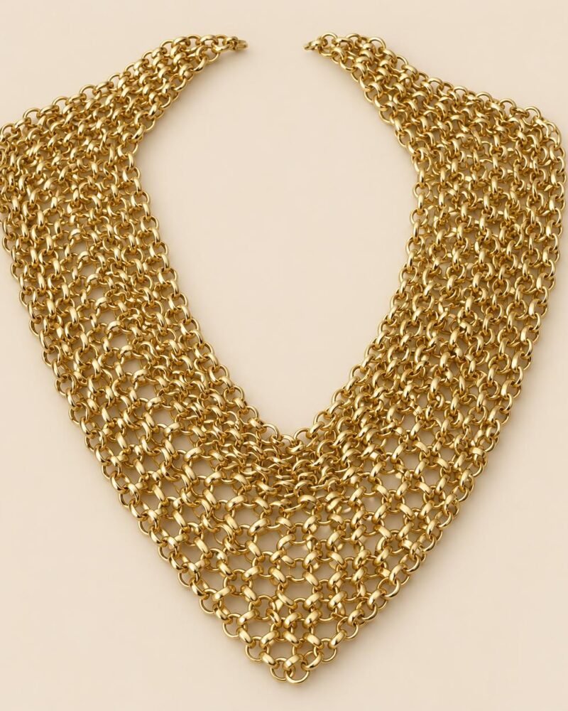 Collar Malla Dorada de 5 cm de ancho en oro mate