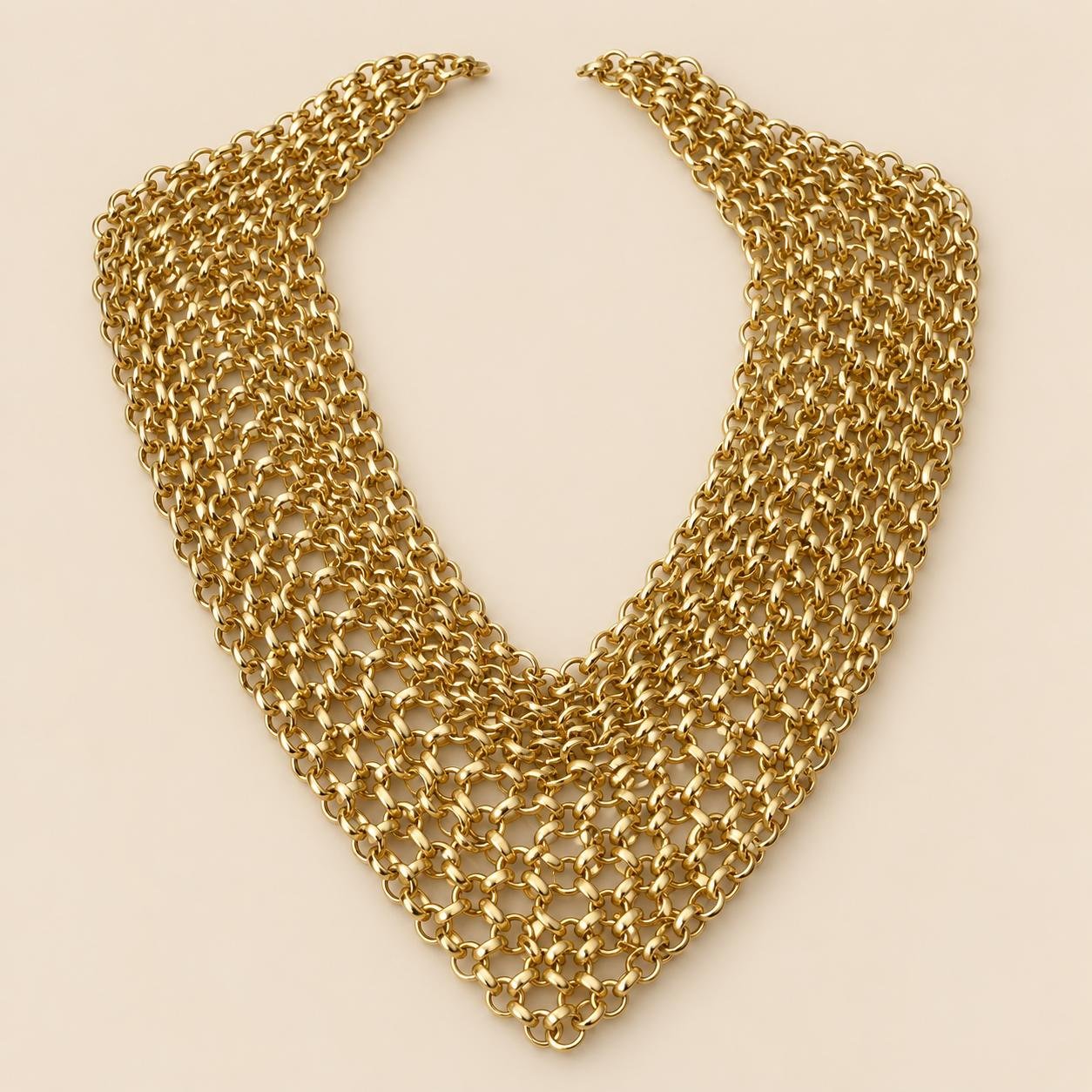 Collar Malla Dorada de 5 cm de ancho en oro mate